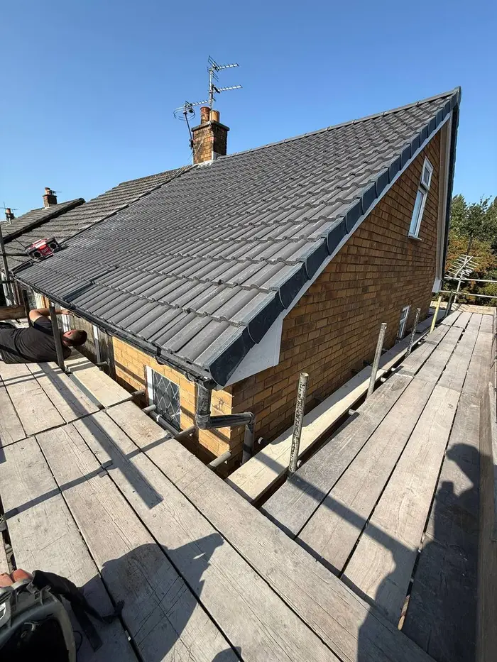 New grey tiled pitched roof